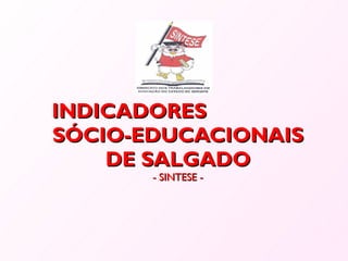 INDICADORES  SÓCIO-EDUCACIONAIS DE SALGADO - SINTESE - 
