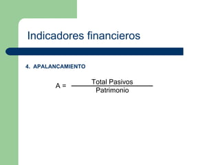 Indicadores financieros 4.  APALANCAMIENTO 