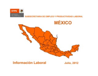 SUBSECRETARÍA DE EMPLEO Y PRODUCTIVIDAD LABORAL
Información Laboral Julio, 2012
MÉXICO
 