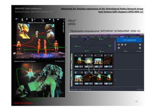 INDICATE	
  Final	
  Conference	
                    Networked	
  Art:	
  Brazilian	
  experiences	
  of	
  the	
  Technological	
  Poe;cs	
  Research	
  Group	
  
 Ankara/Turkey,	
  15th,16th	
  October	
  2012	
                                                  Ivani	
  Santana	
  SARC	
  (Support	
  CAPES	
  9495-­‐11)	
  


                                                              “PELE”
                                                              (2002)

                                                                  Ferramenta computacional “ARTHRON” (GTMDA/RNP, 2009-10)




                                                                                                                                                        40	
  
{wait	
  my	
  request}	
  
 