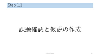 Step 1.1
課題確認と仮説の作成
Code for Japan 35
 