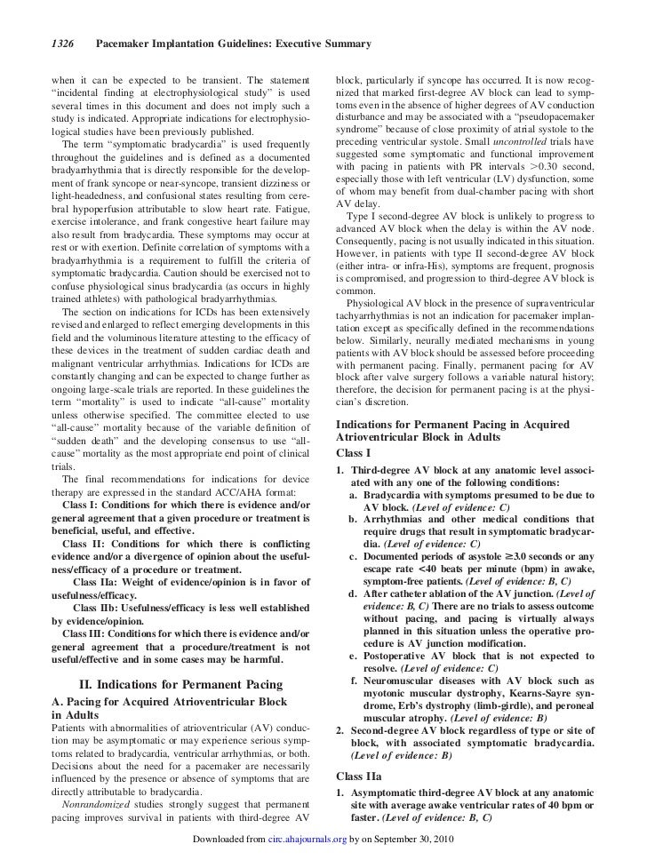 Single chamber pacemaker indications