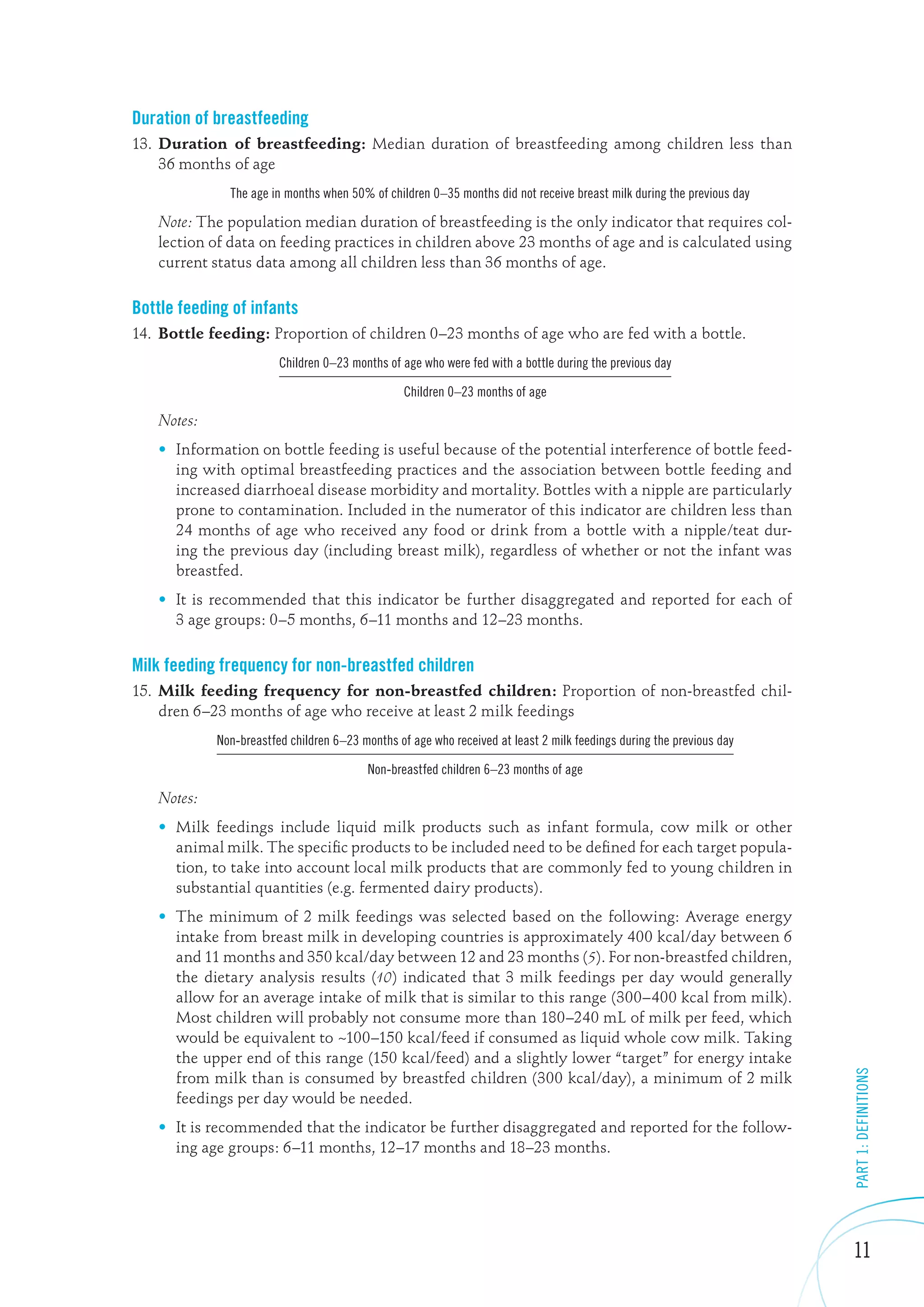 Infant Def Indicators for assessing infant and young child feeding practices Part ...