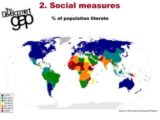 2. Social measures % of population literate 