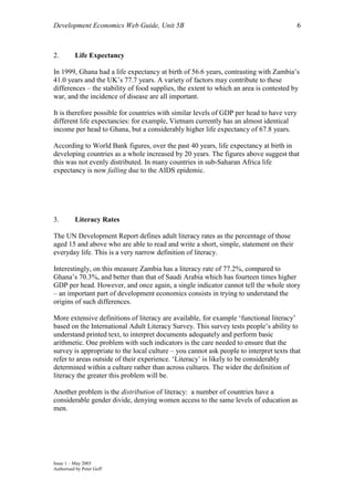 Indicators Of Economic Development | PDF