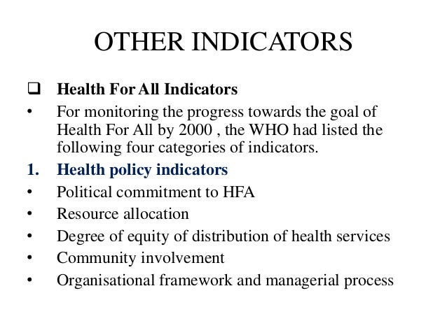 indicators of health