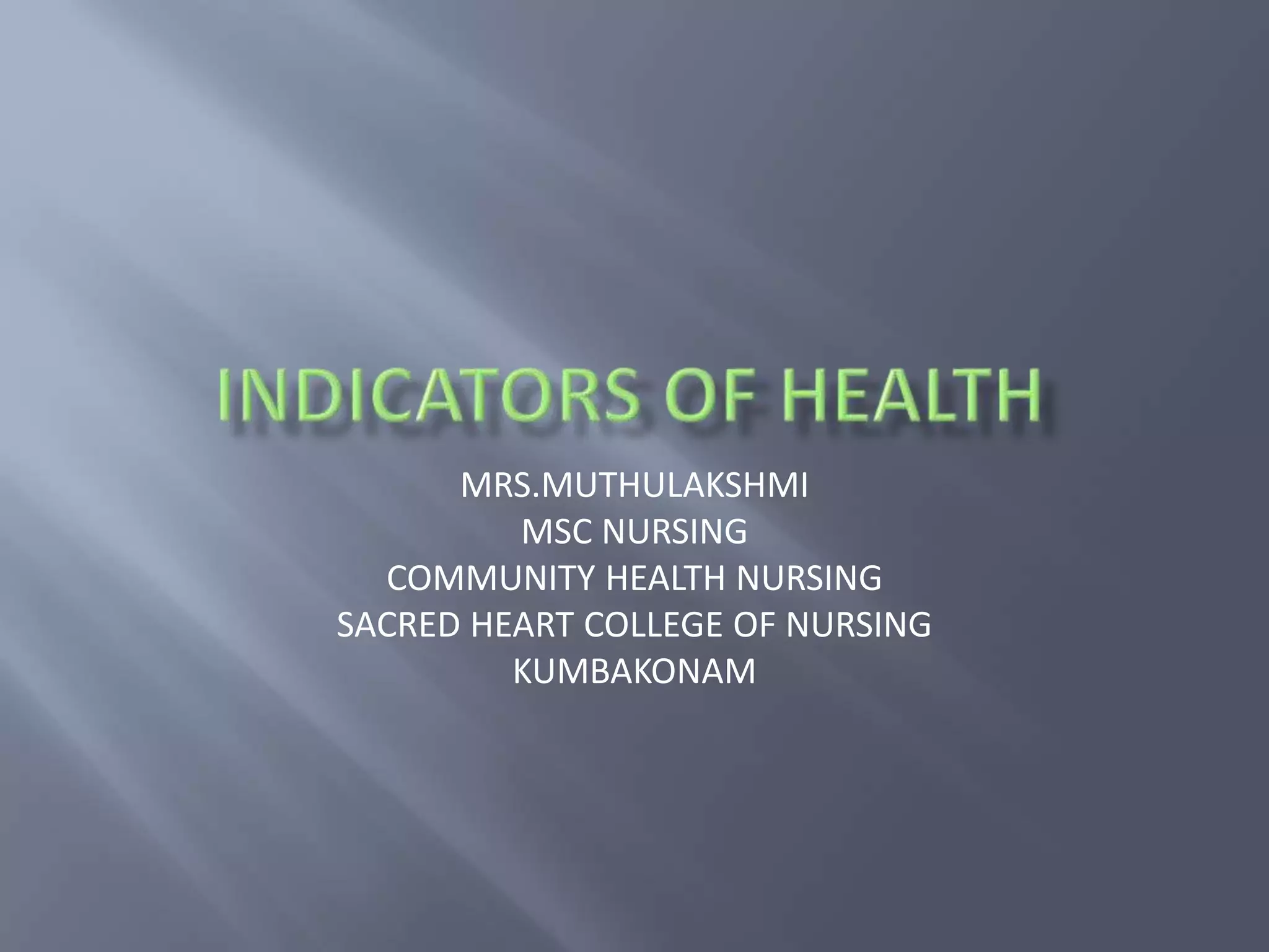Indicators of health | PPT