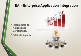 EAI –Enterprise Application Integration
• Integradores de
Aplicaciones
Corporativas.
• (Website Supplier
 