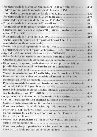 Indice de almoradi en la edad moderna