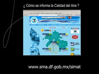 www.sma.df.gob.mx/simat ¿ Cómo se informa la Calidad del Aire ? 