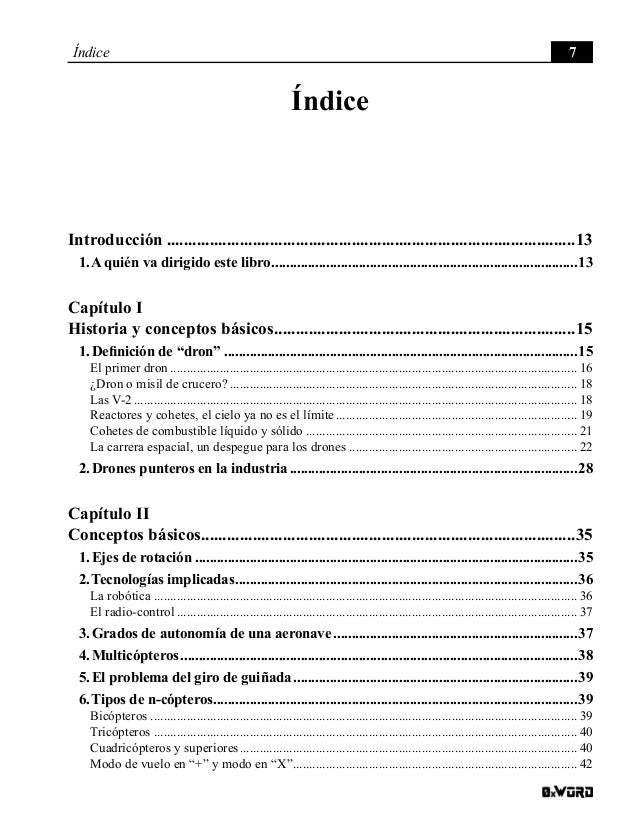 Índice del libro "Hacking con Drones" de 0xWord