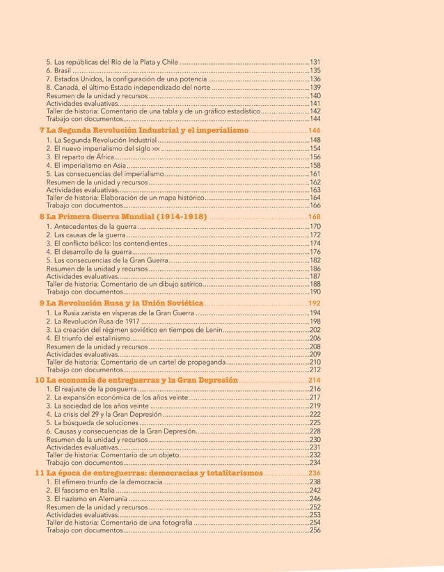 Indice libro Historia del Mundo Contemporaneo de 1 Bachillerato Anaya (Serie Aprender es crecer