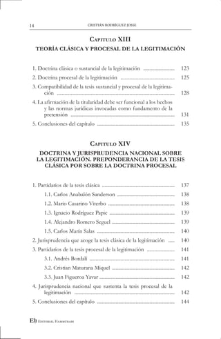 Indice libro TEORÍA GENERAL DE LA LEGITIMACIÓN EN EL PROCESO CIVIL
