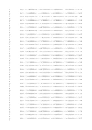 01 0576197412600001594579003000000809762440000008113659300000127566320
#
01 0577197501100000571540449000000573002330000005741369900000045723235
#
01 0578197501200001670714328000000848425650000008501057000000133657146
#
01 0579197501300001654311767000000840096070000008417596200000132344941
#
01 0580197501400001638072639000000831849480000008334967000000131045811
#
01 0581197501500001621992227000000823683480000008253145400000129759378
#
01 0582197501600001594579003000000809762440000008113659300000127566320
#
01 0583197502100000571540449000000573002330000005741369900000045723235
#
01 0584197502200001670714328000000848425650000008501057000000133657146
#
01 0585197502300001654311767000000840096070000008417596200000132344941
#
01 0586197502400001638072639000000831849480000008334967000000131045811
#
01 0587197502500001621992227000000823683480000008253145400000129759378
#
01 0588197502600001594579003000000809762440000008113659300000127566320
#
01 0589197503100000571540449000000573002330000005741369900000045723235
#
01 0590197503200001670714328000000848425650000008501057000000133657146
#
01 0591197503300001654311767000000840096070000008417596200000132344941
#
01 0592197503400001638072639000000831849480000008334967000000131045811
#
01 0593197503500001621992227000000823683480000008253145400000129759378
#
01 0594197503600001594579003000000809762440000008113659300000127566320
#
01 0595197504100000571540449000000573002330000005741369900000045723235
#
01 0596197504200001670714328000000848425650000008501057000000133657146
#
01 0597197504300001654311767000000840096070000008417596200000132344941
#
01 0598197504400001638072639000000831849480000008334967000000131045811
#
01 0599197504500001621992227000000823683480000008253145400000129759378
#
01 0600197504600001594579003000000809762440000008113659300000127566320
#
01 0601197505100000571540449000000573002330000005741369900000045723235
#
01 0602197505200001670714328000000848425650000008501057000000133657146
#
01 0603197505300001654311767000000840096070000008417596200000132344941
#
01 0604197505400001638072639000000831849480000008334967000000131045811
#
01 0605197505500001621992227000000823683480000008253145400000129759378
#
01 0606197505600001594579003000000809762440000008113659300000127566320
#
01 0607197506100000571540449000000573002330000005741369900000045723235
#
 