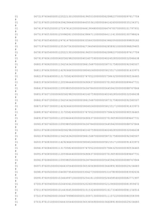 01 0672197604600001220221301000000619655330000006208823700000097617704
#
01 0673197605100000439429644000000440553610000004414260000000035154371
#
01 0674197605200001272474141000000646190480000006474700700000101797931
#
01 0675197605300001259982811000000639847110000006411141300000100798624
#
01 0676197605400001247614780000000633566350000006348209300000099809182
#
01 0677197605500001235367563000000627346940000006285892100000098829405
#
01 0678197605600001220221301000000619655330000006208823700000097617704
#
01 0679197606100000400582982000000401607590000004024028500000032046638
#
01 0680197606200001154256342000000586156870000005873175800000092340507
#
01 0681197606300001142924665000000580402400000005815517100000091433973
#
01 0682197606400001131705824000000574705220000005758432500000090536465
#
01 0683197606500001120596644000000569063730000005701905900000089647731
#
01 0684197606600001109598050000000563478400000005645942000000088767844
#
01 0685197607100000400582982000000401607590000004024028500000032046638
#
01 0686197607200001154256342000000586156870000005873175800000092340507
#
01 0687197607300001142924665000000580402400000005815517100000091433973
#
01 0688197607400001131705824000000574705220000005758432500000090536465
#
01 0689197607500001120596644000000569063730000005701905900000089647731
#
01 0690197607600001109598050000000563478400000005645942000000088767844
#
01 0691197608100000400582982000000401607590000004024028500000032046638
#
01 0692197608200001154256342000000586156870000005873175800000092340507
#
01 0693197608300001142924665000000580402400000005815517100000091433973
#
01 0694197608400001131705824000000574705220000005758432500000090536465
#
01 0695197608500001120596644000000569063730000005701905900000089647731
#
01 0696197608600001109598050000000563478400000005645942000000088767844
#
01 0697197609100000364433544000000365365690000003660891900000029154683
#
01 0698197609200001044907954000000530627350000005316780900000083592636
#
01 0699197609300001034649971000000525418110000005264585400000082771997
#
01 0700197609400001024493412000000520260390000005212906000000081959472
#
01 0701197609500001014436453000000515153240000005161733400000081154916
#
01 0702197609600001004479998000000510097130000005111072200000080358399
#
01 0703197610100000364433544000000365365690000003660891900000029154683
#
 
