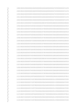 01 1088198202200000084018485000000042666440000000427509300000006721478
#
01 1089198202300000084018485000000042666440000000427509300000006721478
#
01 1090198202400000084018484000000042666440000000427509300000006721478
#
01 1091198202500000084018484000000042666440000000427509300000006721478
#
01 1092198202600000084018484000000042666440000000427509300000006721478
#
01 1093198203100000028730386000000028803870000000288609100000002298430
#
01 1094198203200000070493981000000035798400000000358692800000005639518
#
01 1095198203300000070493981000000035798400000000358692800000005639518
#
01 1096198203400000070493981000000035798390000000358692800000005639518
#
01 1097198203500000070493981000000035798390000000358692800000005639518
#
01 1098198203600000070493980000000035798390000000358692800000005639518
#
01 1099198204100000028730386000000028803870000000288609100000002298430
#
01 1100198204200000070493981000000035798400000000358692800000005639518
#
01 1101198204300000070493981000000035798400000000358692800000005639518
#
01 1102198204400000070493981000000035798390000000358692800000005639518
#
01 1103198204500000070493981000000035798390000000358692800000005639518
#
01 1104198204600000070493980000000035798390000000358692800000005639518
#
01 1105198205100000028730386000000028803870000000288609100000002298430
#
01 1106198205200000070493981000000035798400000000358692800000005639518
#
01 1107198205300000070493981000000035798400000000358692800000005639518
#
01 1108198205400000070493981000000035798390000000358692800000005639518
#
01 1109198205500000070493981000000035798390000000358692800000005639518
#
01 1110198205600000070493980000000035798390000000358692800000005639518
#
01 1111198206100000023497664000000023557760000000236044100000001879813
#
01 1112198206200000057228798000000029062040000000291195900000004578303
#
01 1113198206300000057228798000000029062040000000291195900000004578303
#
01 1114198206400000057228798000000029062040000000291195900000004578303
#
01 1115198206500000057228797000000029062040000000291195900000004578303
#
01 1116198206600000057228797000000029062040000000291195900000004578303
#
01 1117198207100000023497664000000023557760000000236044100000001879813
#
01 1118198207200000057228798000000029062040000000291195900000004578303
#
01 1119198207300000057228798000000029062040000000291195900000004578303
#
 