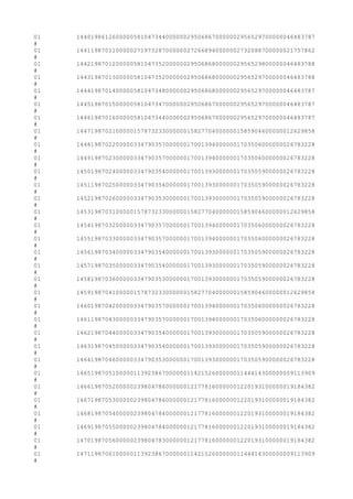 01 1440198612600000581047344000000295068670000002956529700000046483787
#
01 1441198701100000271973287000000272668940000002732088700000021757862
#
01 1442198701200000581047352000000295068680000002956529800000046483788
#
01 1443198701300000581047352000000295068680000002956529700000046483788
#
01 1444198701400000581047348000000295068680000002956529700000046483787
#
01 1445198701500000581047347000000295068670000002956529700000046483787
#
01 1446198701600000581047344000000295068670000002956529700000046483787
#
01 1447198702100000157873233000000158277040000001585904600000012629858
#
01 1448198702200000334790357000000170013940000001703506000000026783228
#
01 1449198702300000334790357000000170013940000001703506000000026783228
#
01 1450198702400000334790354000000170013930000001703505900000026783228
#
01 1451198702500000334790354000000170013930000001703505900000026783228
#
01 1452198702600000334790353000000170013930000001703505900000026783228
#
01 1453198703100000157873233000000158277040000001585904600000012629858
#
01 1454198703200000334790357000000170013940000001703506000000026783228
#
01 1455198703300000334790357000000170013940000001703506000000026783228
#
01 1456198703400000334790354000000170013930000001703505900000026783228
#
01 1457198703500000334790354000000170013930000001703505900000026783228
#
01 1458198703600000334790353000000170013930000001703505900000026783228
#
01 1459198704100000157873233000000158277040000001585904600000012629858
#
01 1460198704200000334790357000000170013940000001703506000000026783228
#
01 1461198704300000334790357000000170013940000001703506000000026783228
#
01 1462198704400000334790354000000170013930000001703505900000026783228
#
01 1463198704500000334790354000000170013930000001703505900000026783228
#
01 1464198704600000334790353000000170013930000001703505900000026783228
#
01 1465198705100000113923867000000114215260000001144414300000009113909
#
01 1466198705200000239804786000000121778160000001220193100000019184382
#
01 1467198705300000239804786000000121778160000001220193100000019184382
#
01 1468198705400000239804784000000121778160000001220193100000019184382
#
01 1469198705500000239804784000000121778160000001220193100000019184382
#
01 1470198705600000239804783000000121778160000001220193100000019184382
#
01 1471198706100000113923867000000114215260000001144414300000009113909
#
 