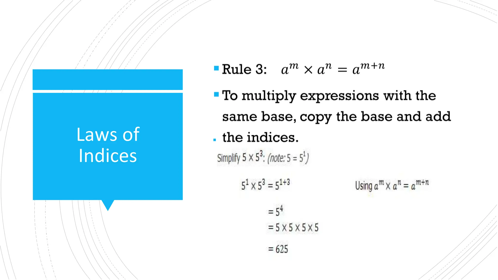 Laws of
Indices
▪