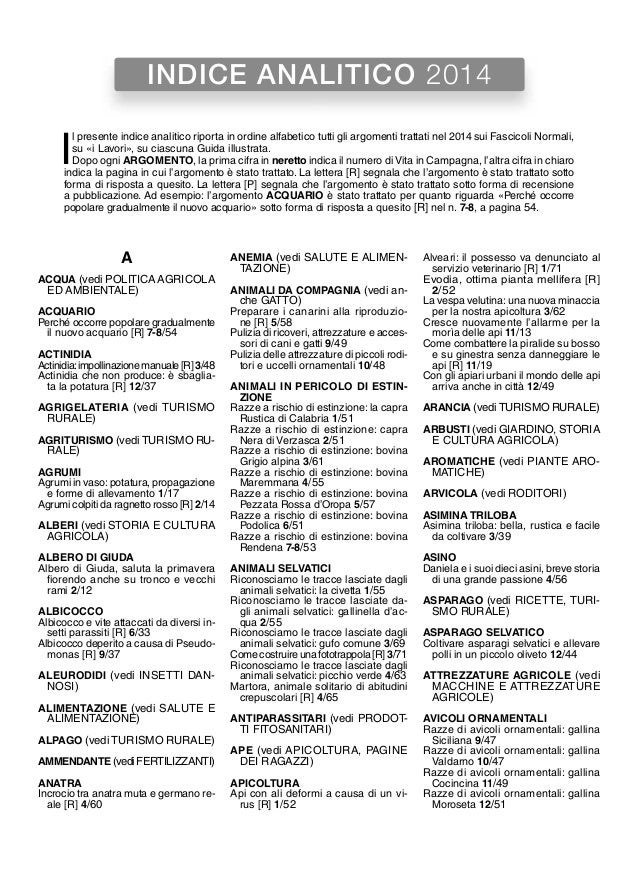 Indice analitico 2014