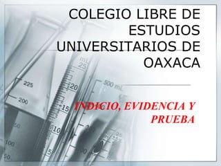 COLEGIO LIBRE DE
ESTUDIOS
UNIVERSITARIOS DE
OAXACA
INDICIO, EVIDENCIA Y
PRUEBA
 