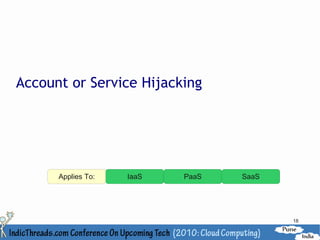 Account or Service Hijacking




      Applies To:   IaaS   PaaS   SaaS




                                         18
 
