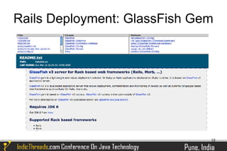Rails Deployment: GlassFish Gem




                              18
 