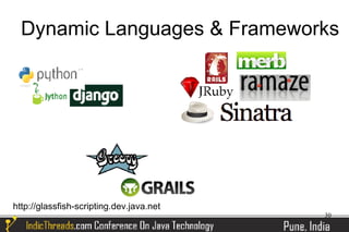 Dynamic Languages & Frameworks




http://glassfish-scripting.dev.java.net
                                          30
 
