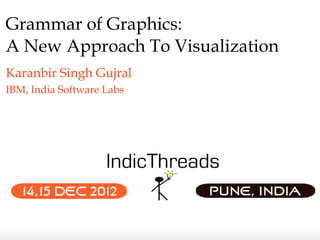 Grammar of Graphics:
A New Approach To Visualization
Karanbir Singh Gujral
IBM, India Software Labs
 