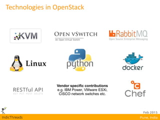 Technologies in OpenStack
Vendor specific contributions
e.g. IBM Power, VMware ESXi,
CISCO network switches etc.
 