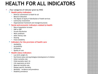 Comprehensive Overview of Health Indicators and Their Importance | PPTX