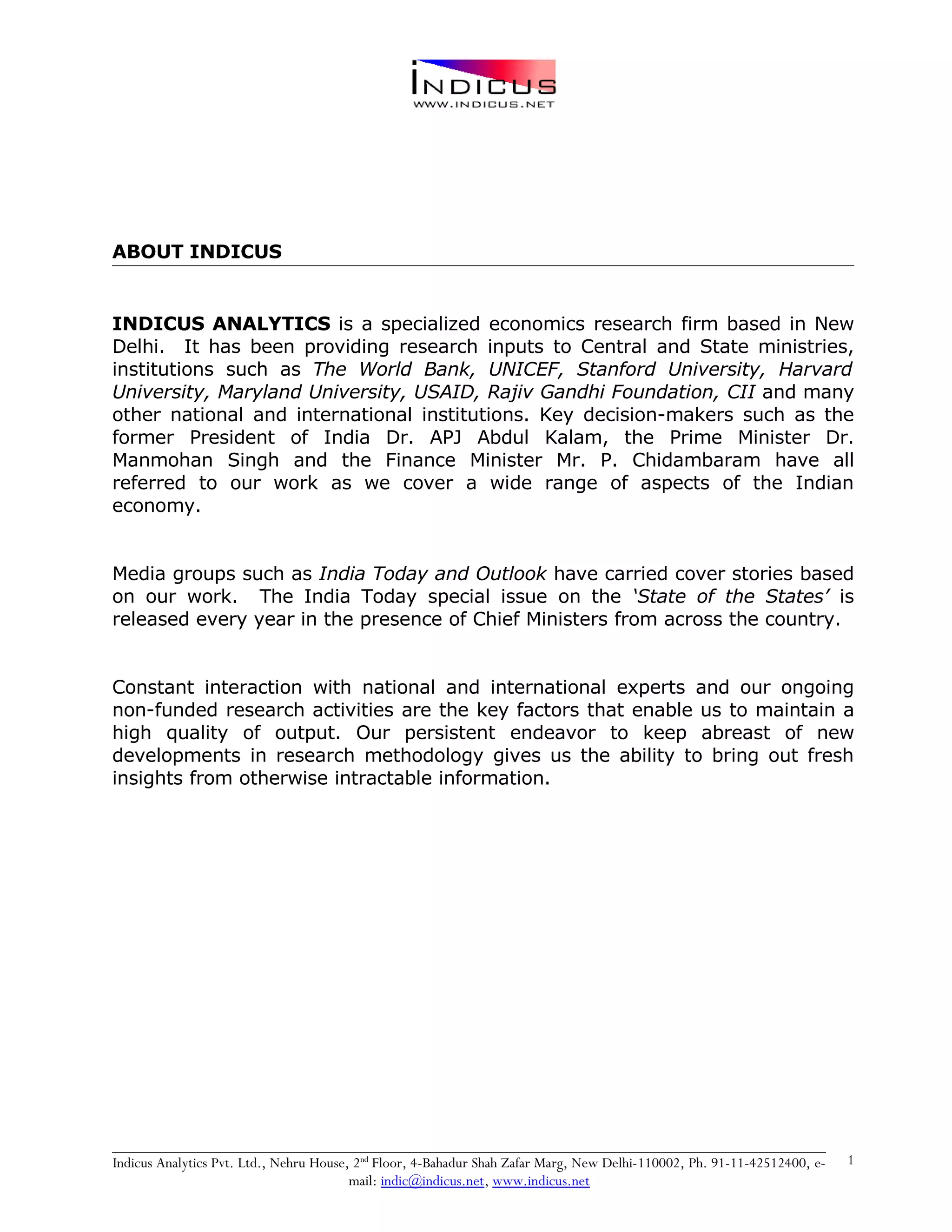 Indicus Analytics Profile