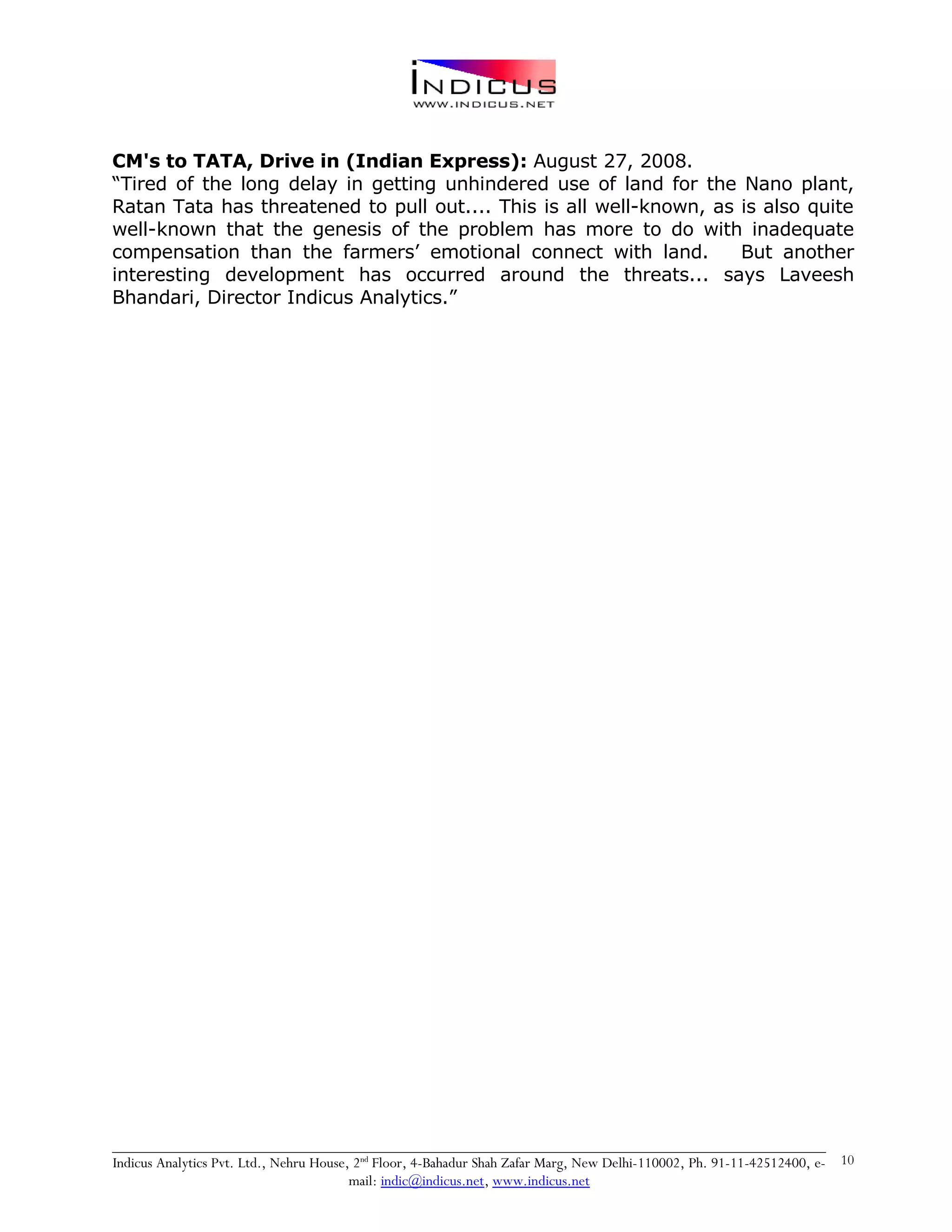 Indicus Analytics Profile