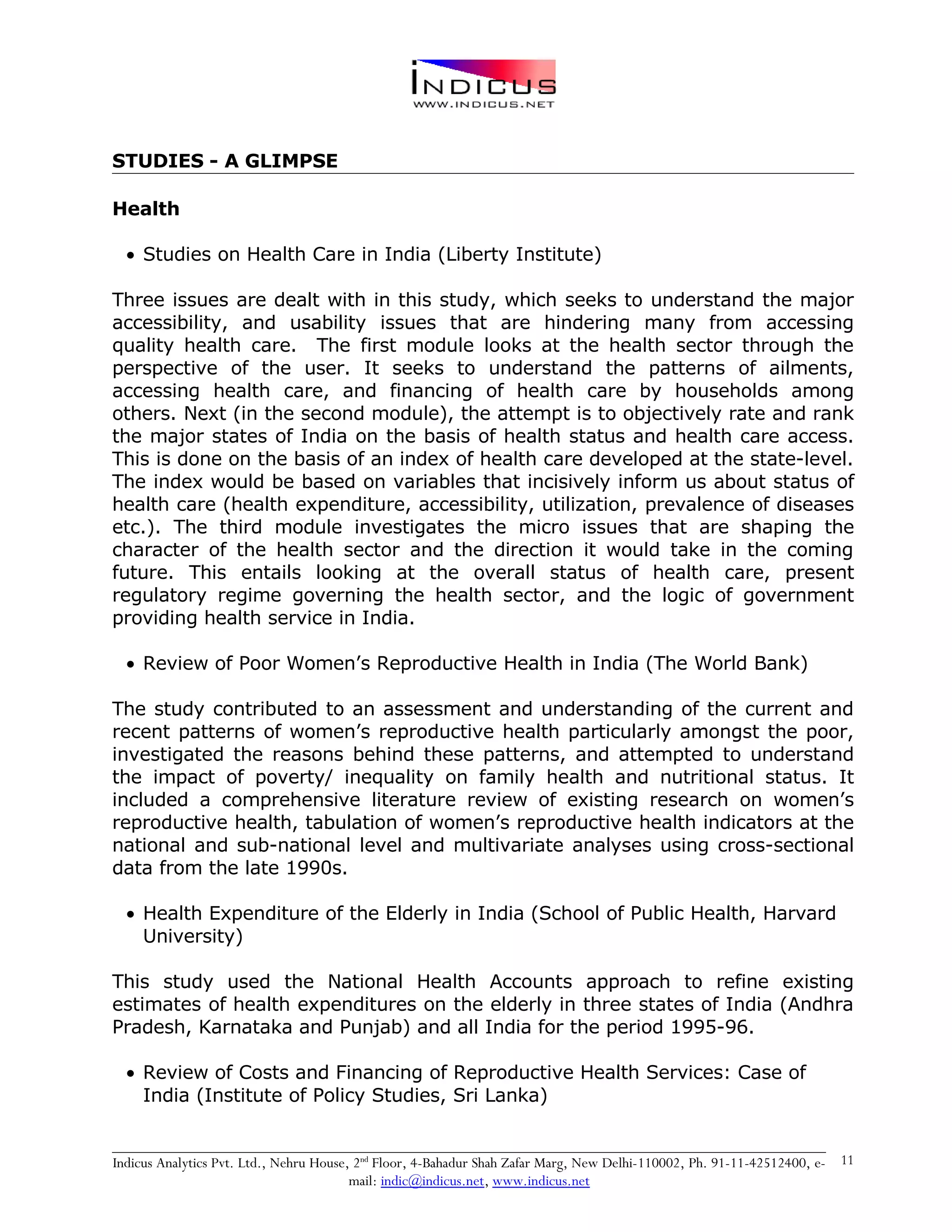 Indicus Analytics Profile