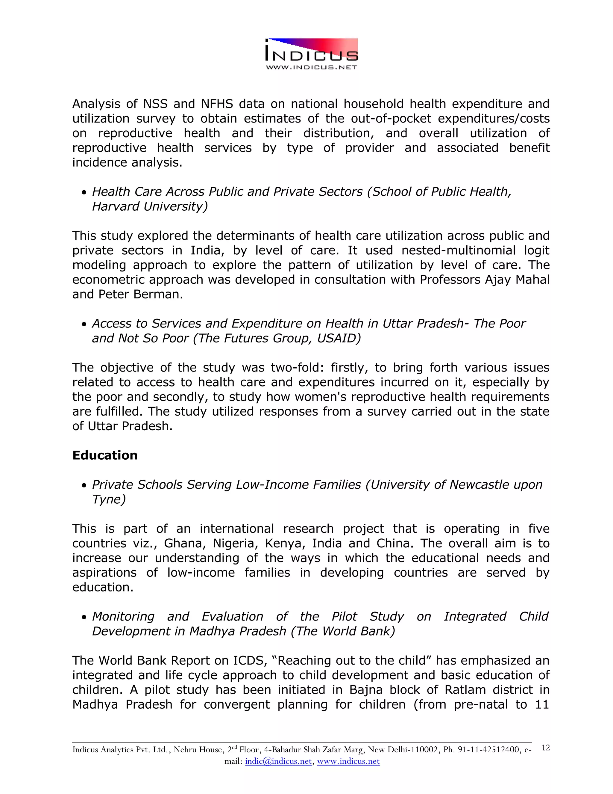 Indicus Analytics Profile