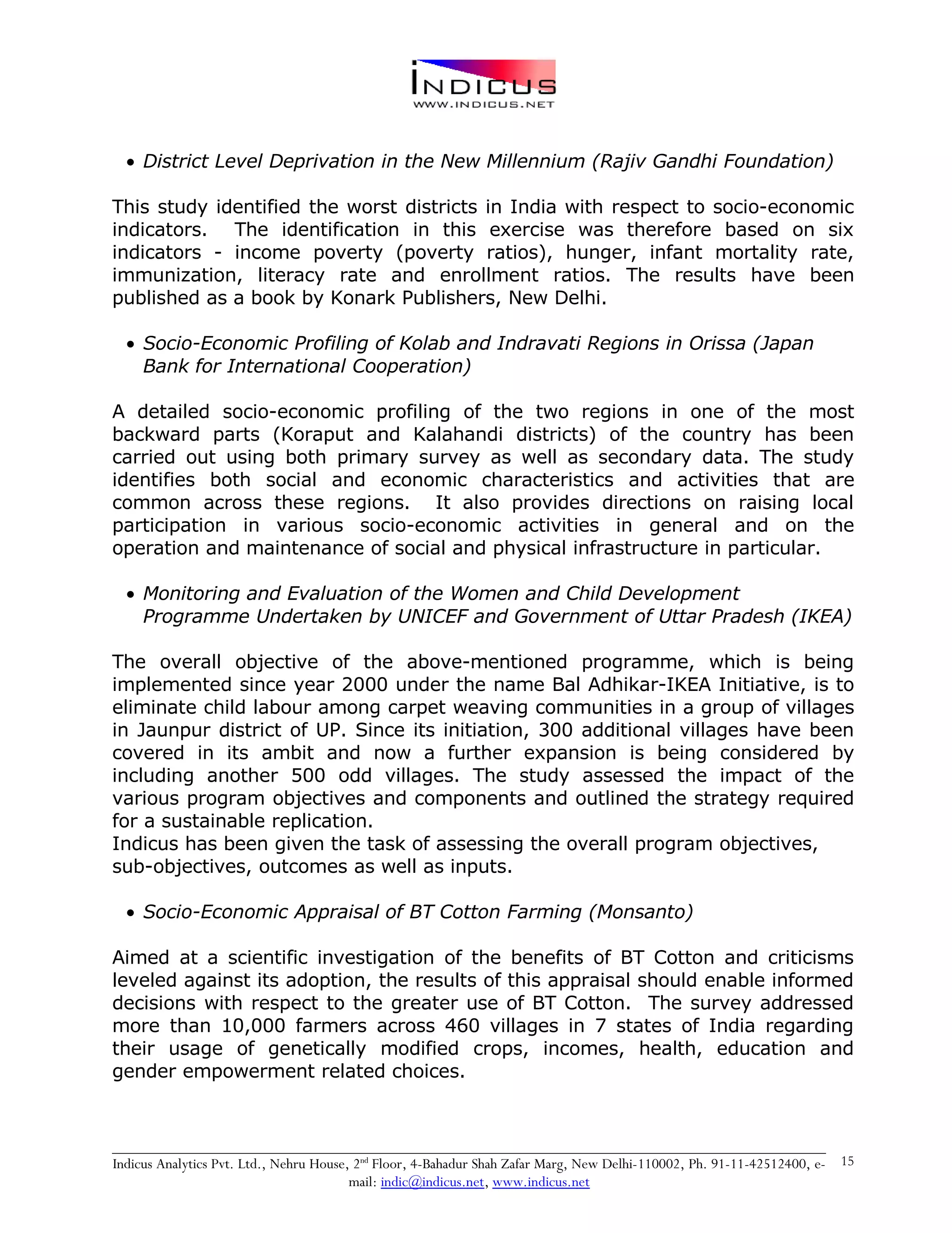 Indicus Analytics Profile