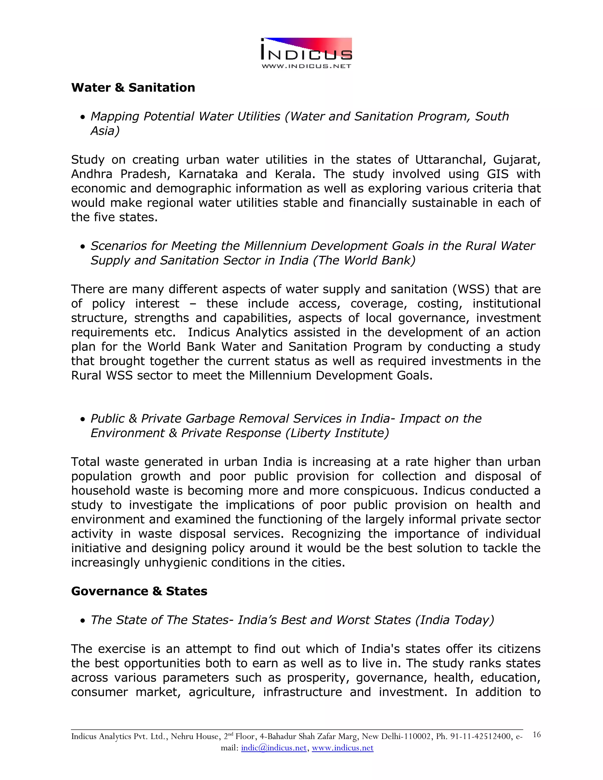 Indicus Analytics Profile