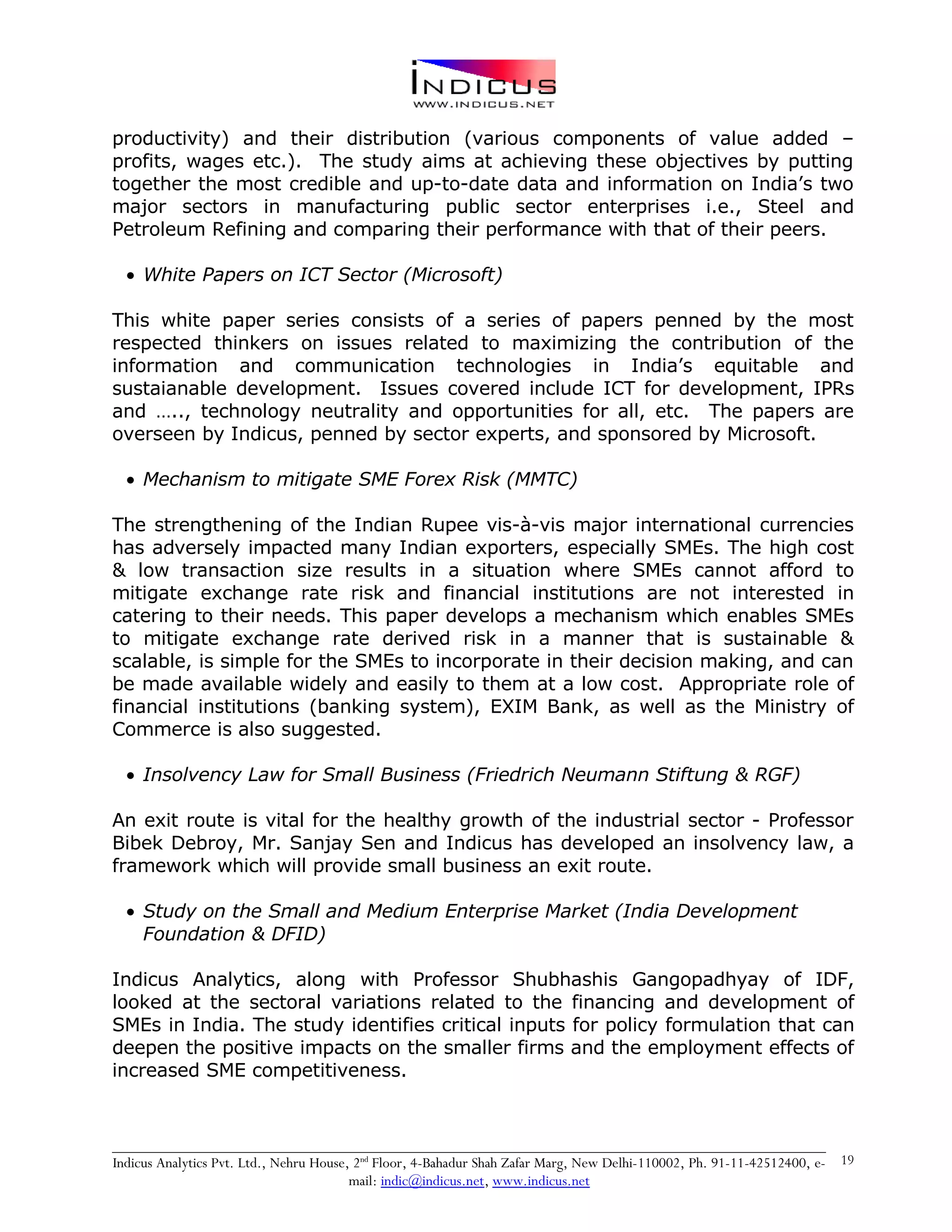 Indicus Analytics Profile