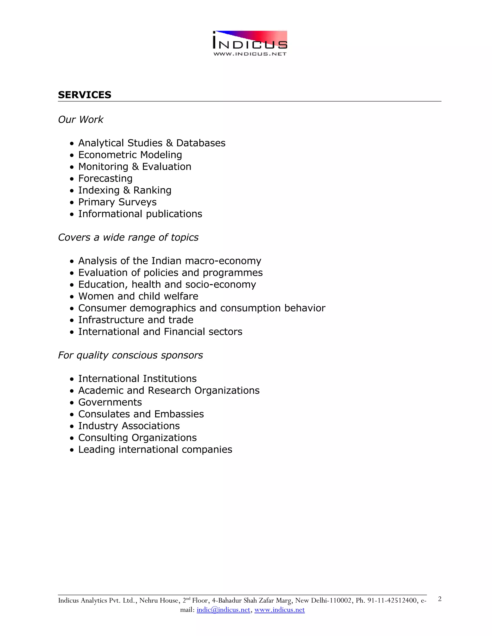 Indicus Analytics Profile