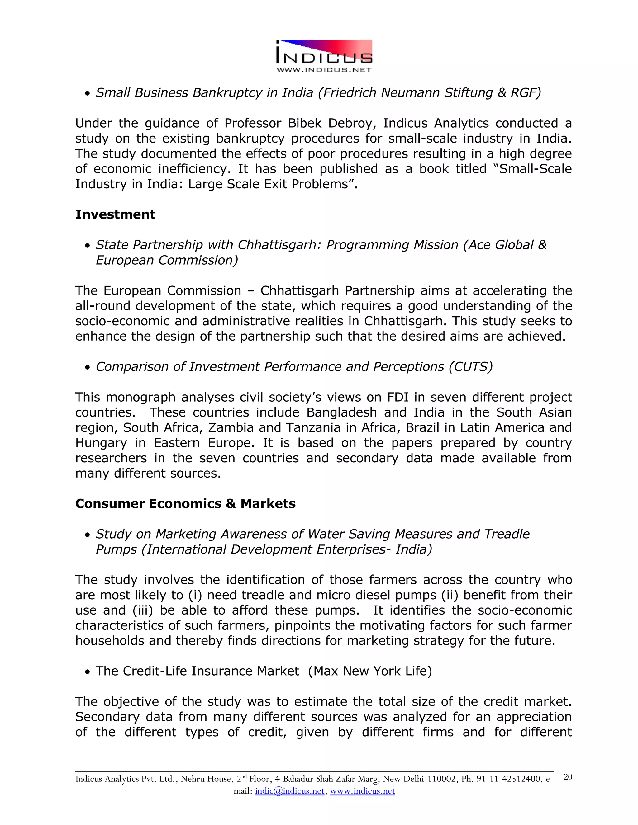 Indicus Analytics Profile