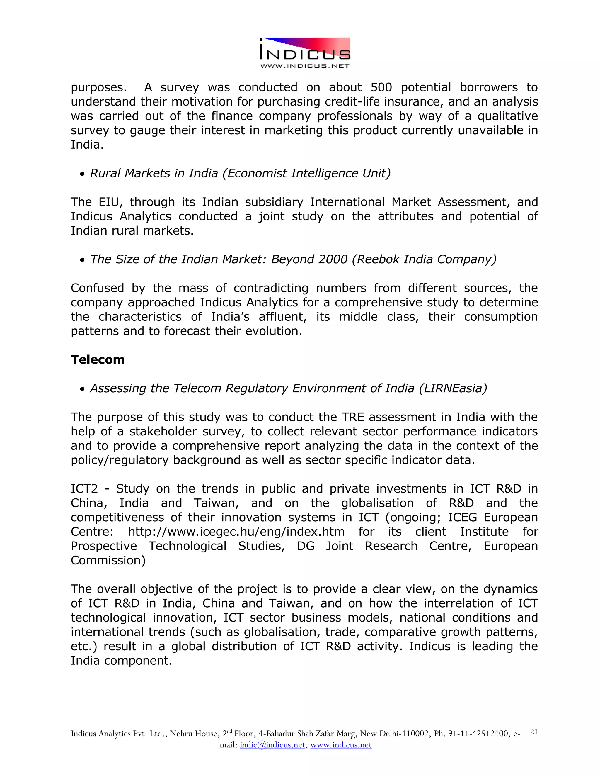 Indicus Analytics Profile