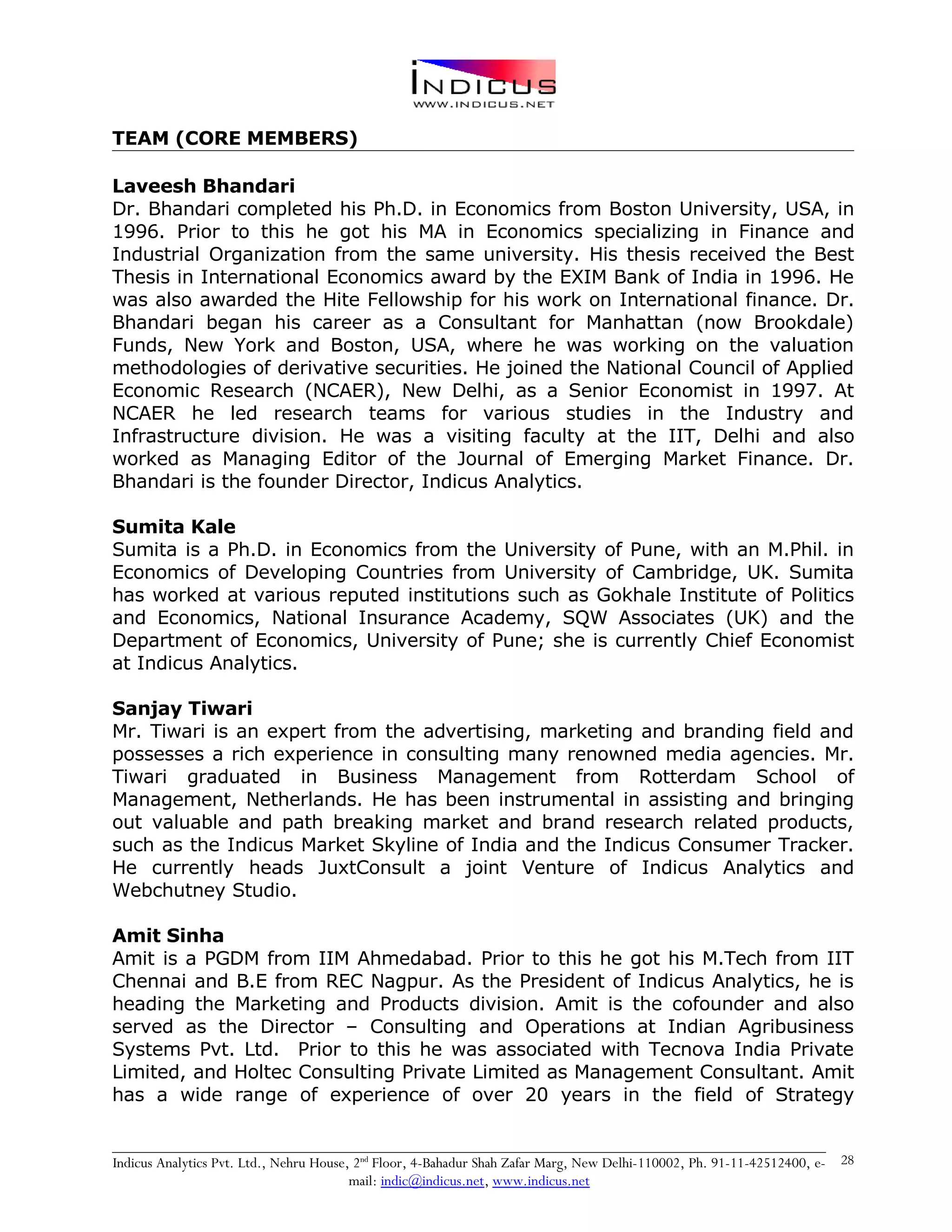 Indicus Analytics Profile