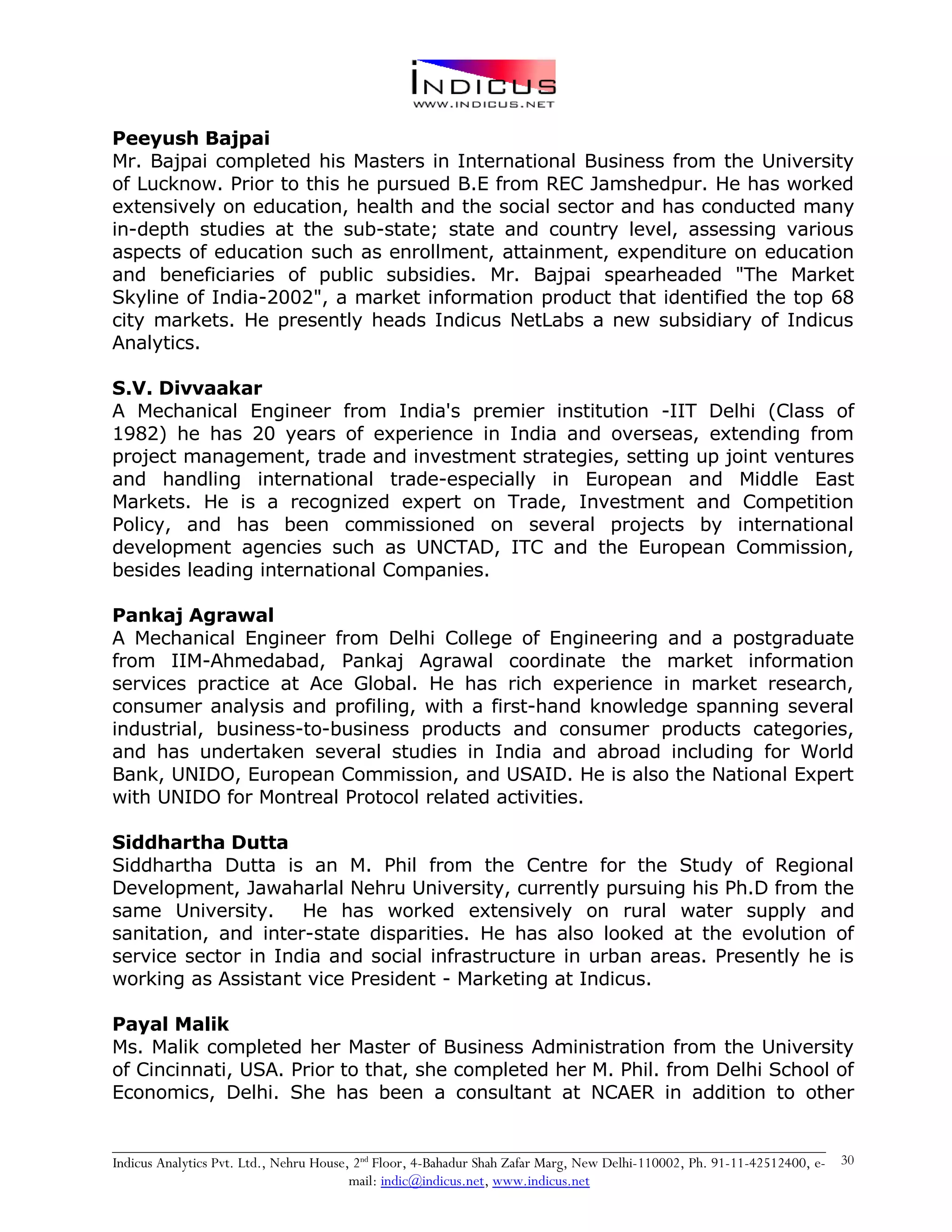Indicus Analytics Profile