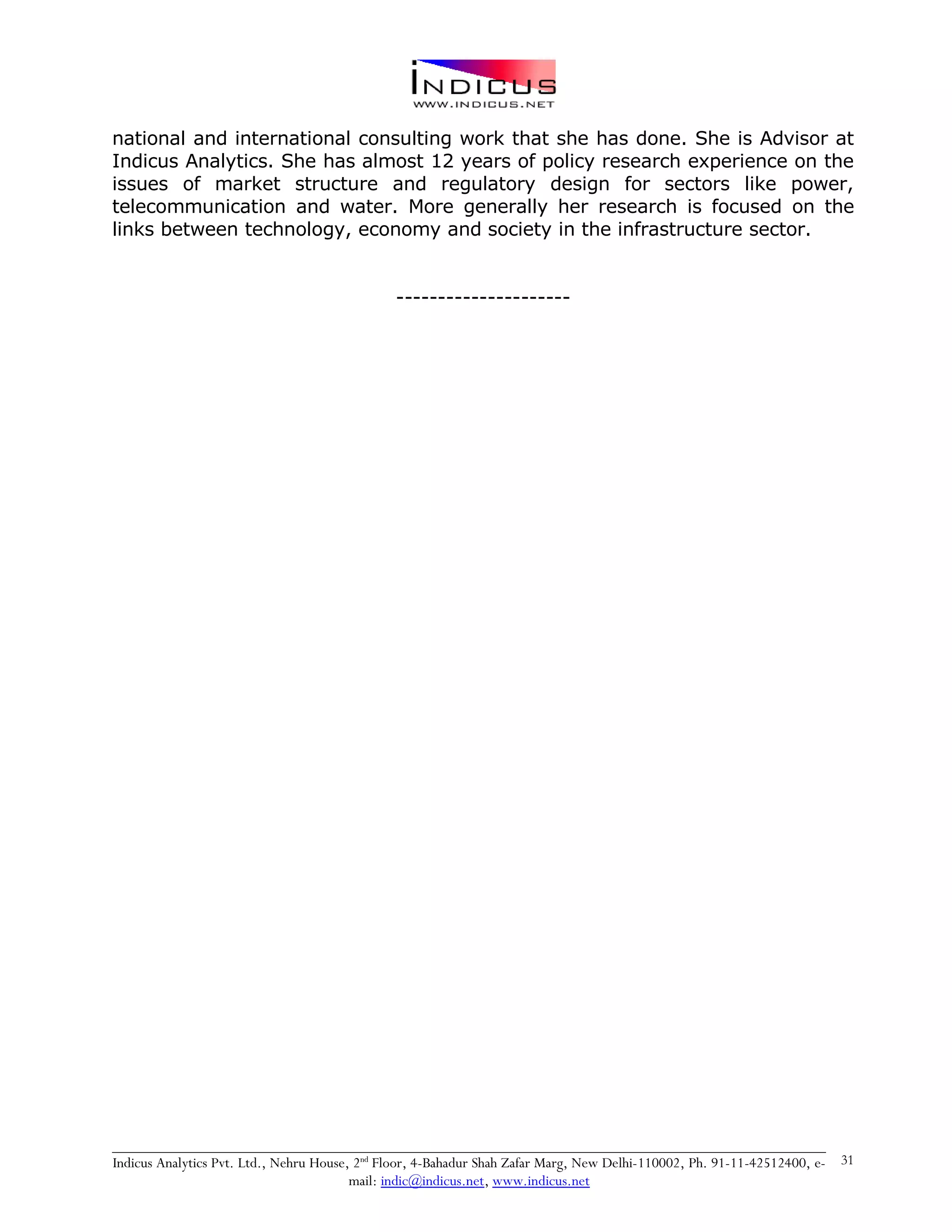 Indicus Analytics Profile