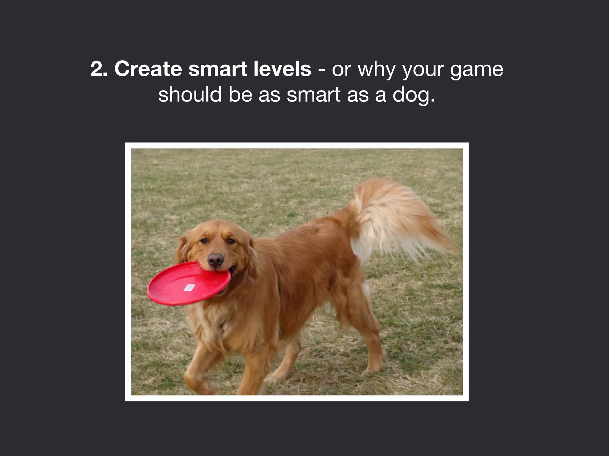 2. Create smart levels - or why your game 
should be as smart as a dog. 
 