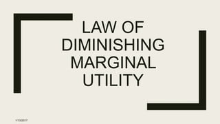 LAW OF
DIMINISHING
MARGINAL
UTILITY
1/13/2017
 