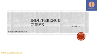 INDIFFERENCE
CURVE PART - 2
MACROECONOMICS
WWW.ECOSHASTRA.IN
 