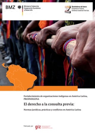 Fortalecimiento de organizaciones indígenas en América Latina,
PROINDIGENA
El derecho a la consulta previa:
Normas jurídicas, prácticas y conflictos en América Latina
Publicado por
 
