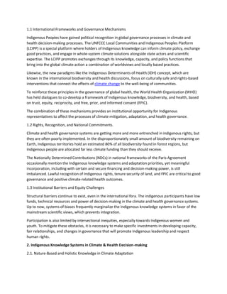 Indigenous Climate and Health Governance and Cultural Preservation | PDF