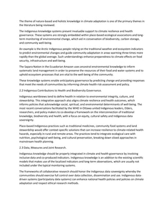 Indigenous Climate and Health Governance and Cultural Preservation | PDF