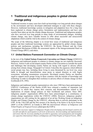 Indigenous and Traditional Peoples and Climate Change | PDF